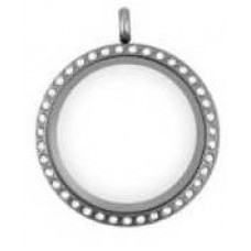 N00-00020 25MM Silver Round Floating Charm Necklace