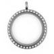 N00-00020 25MM Silver Round Floating Charm Necklace