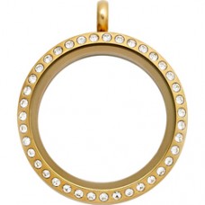 N00-00026 25MM Gold Round Floating Charm Necklace